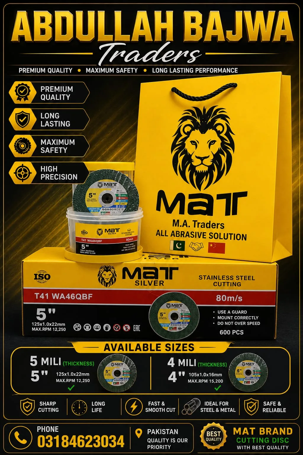 METAL CUTTING DISC 4 INCH 1.2MM MAT BRAND